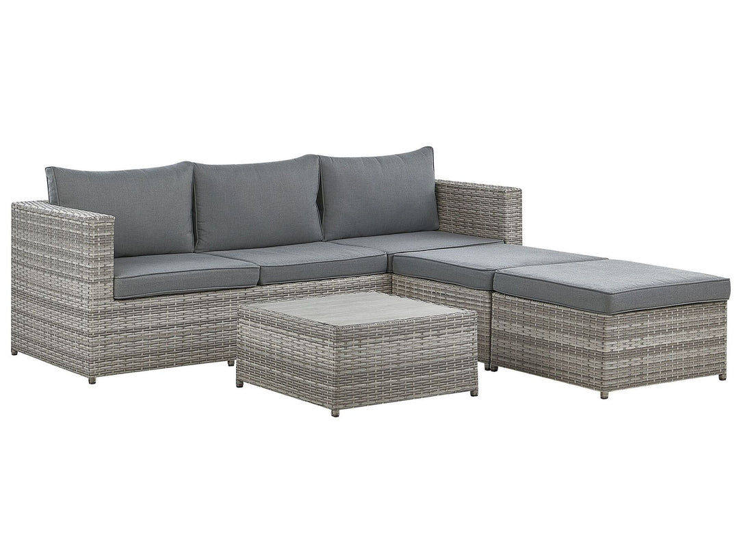Sabbia Pe Garden Corner Sofa with Table 5 Seater Right Hand Modular Rattan Light Grey