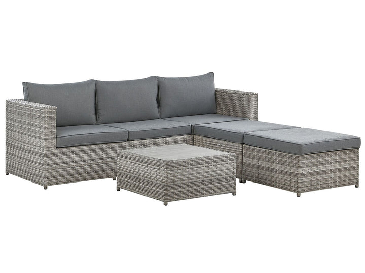 Sabbia Pe Garden Corner Sofa with Table 5 Seater Right Hand Modular Rattan Light Grey
