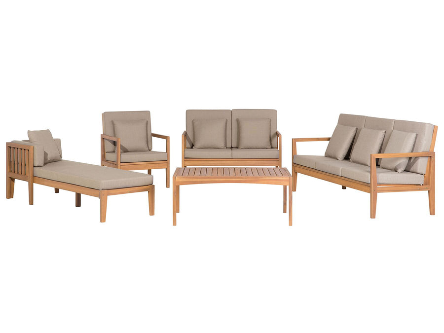 Pataja Garden Lounge Set with Table 7 Seater Certified Acacia Wood Light Brown