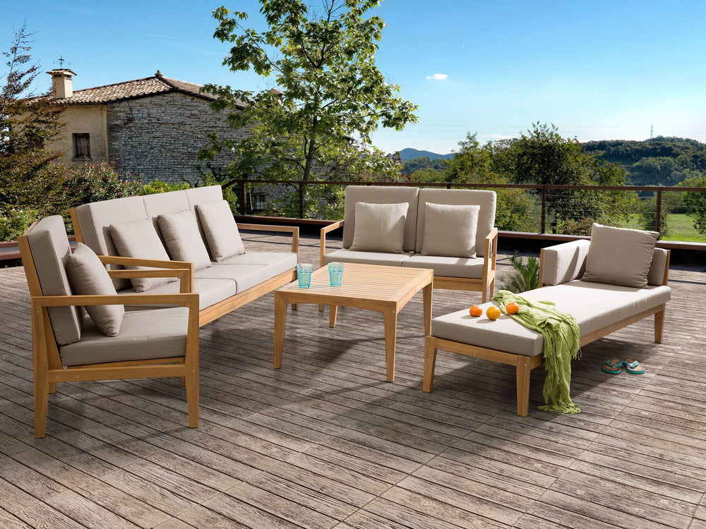 Pataja Garden Lounge Set with Table 7 Seater Certified Acacia Wood Light Brown