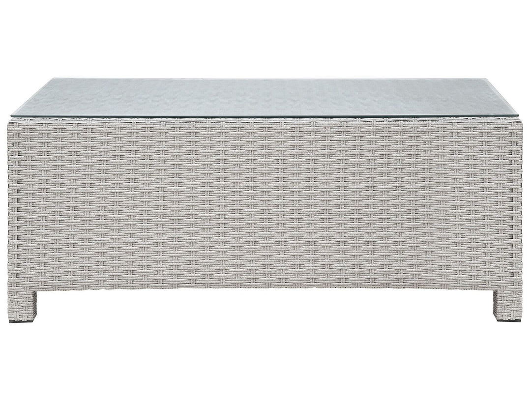Milano Pe Garden Lounge Set with Table and Ottoman 4 Seater Rattan Light Grey