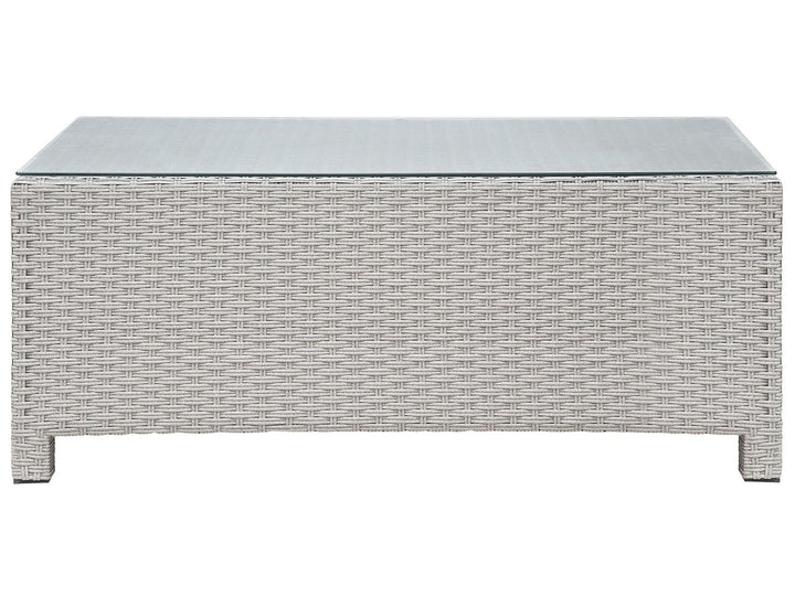 Milano Pe Garden Lounge Set with Table and Ottoman 4 Seater Rattan Light Grey