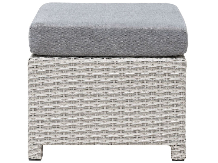Milano Pe Garden Lounge Set with Table and Ottoman 4 Seater Rattan Light Grey