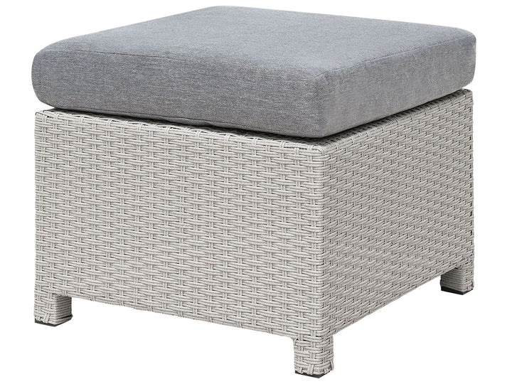 Milano Pe Garden Lounge Set with Table and Ottoman 4 Seater Rattan Light Grey