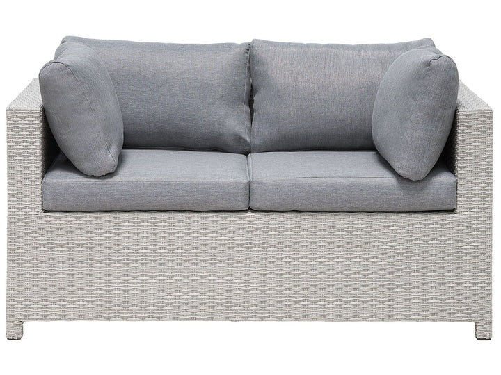 Milano Pe Garden Lounge Set with Table and Ottoman 4 Seater Rattan Light Grey