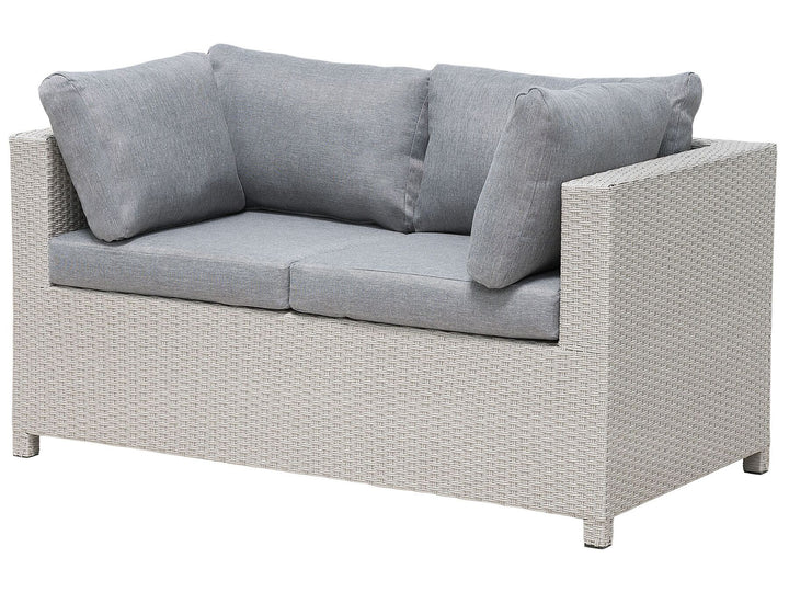 Milano Pe Garden Lounge Set with Table and Ottoman 4 Seater Rattan Light Grey
