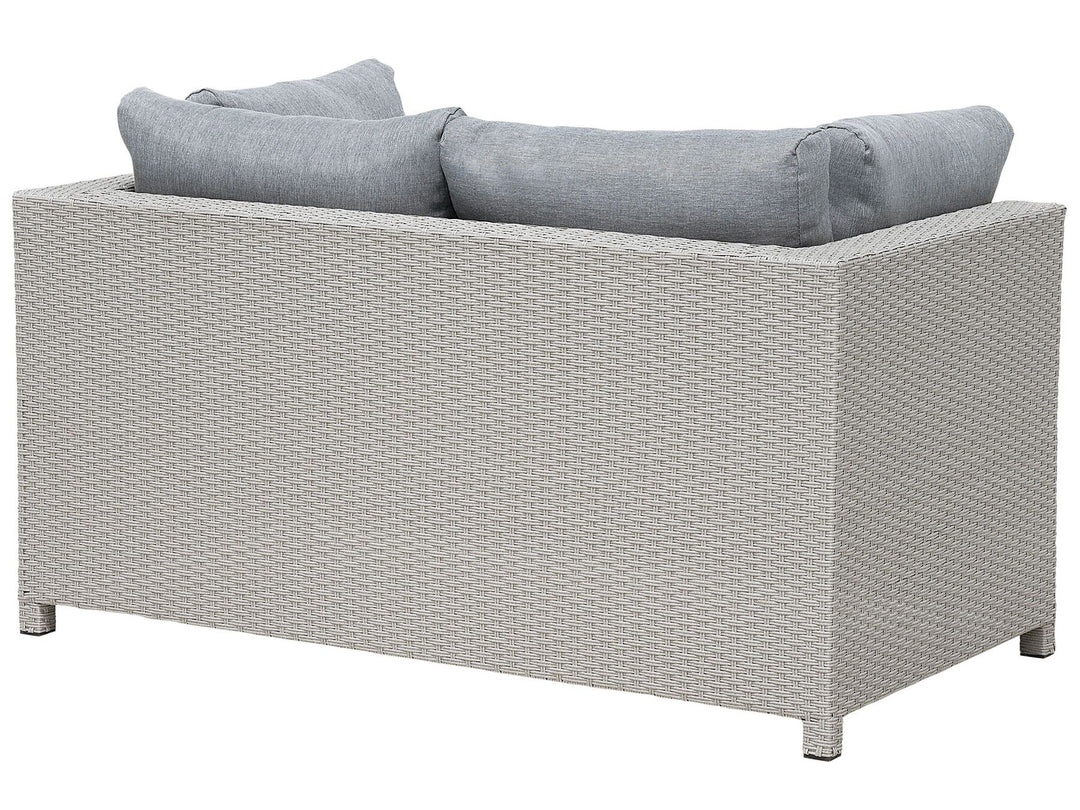 Milano Pe Garden Lounge Set with Table and Ottoman 4 Seater Rattan Light Grey