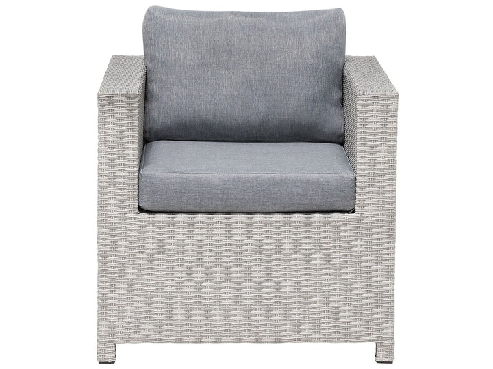 Milano Pe Garden Lounge Set with Table and Ottoman 4 Seater Rattan Light Grey