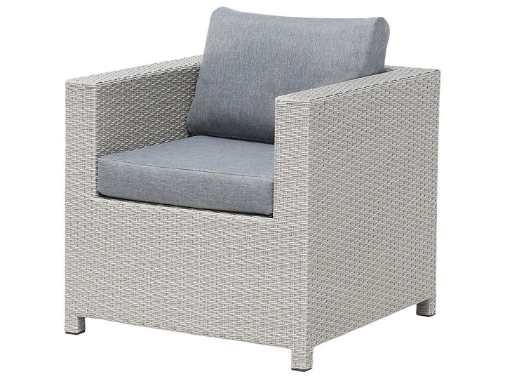 Milano Pe Garden Lounge Set with Table and Ottoman 4 Seater Rattan Light Grey