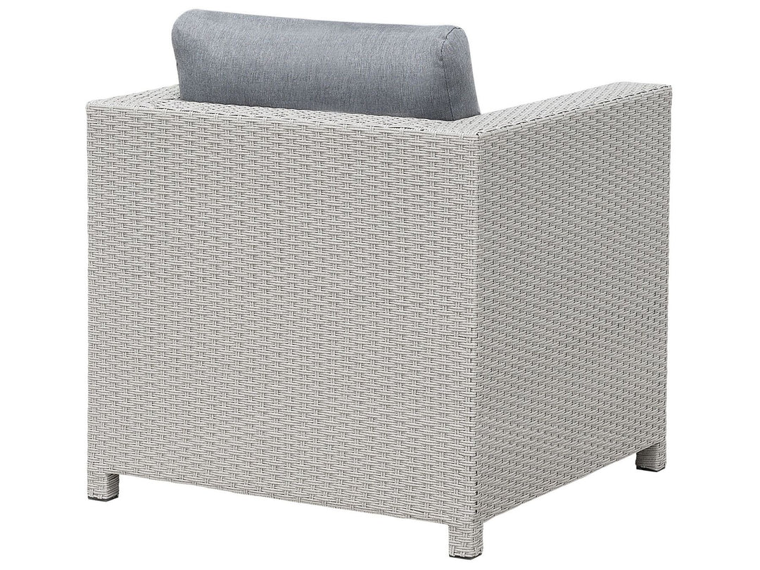 Milano Pe Garden Lounge Set with Table and Ottoman 4 Seater Rattan Light Grey