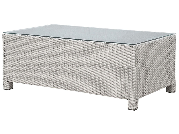 Milano Pe Garden Lounge Set with Table and Ottoman 4 Seater Rattan Light Grey