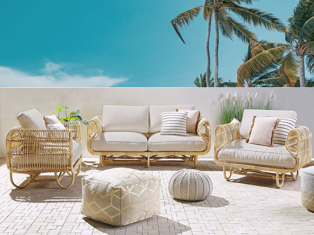 Dolcedo Garden Sofa Set 4 Seater Rattan Beige