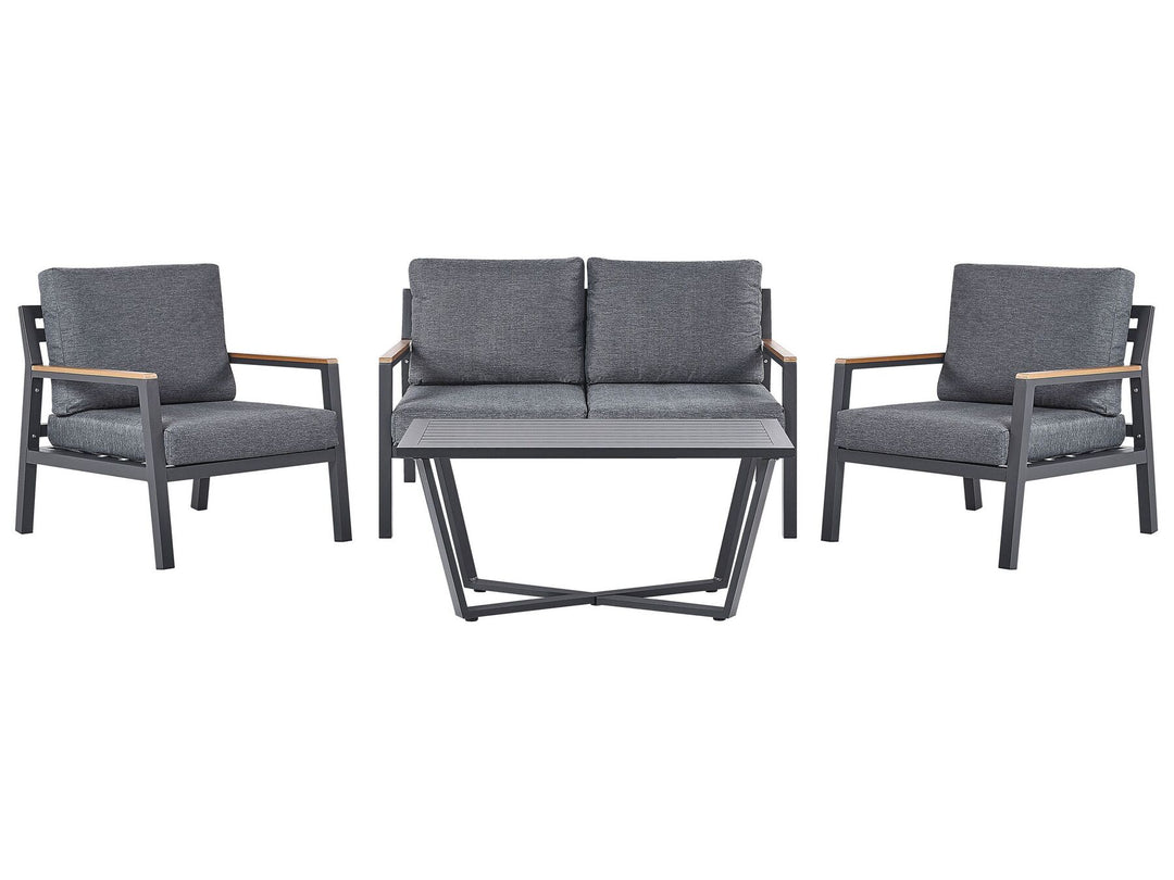 Delia Garden Lounge Set with Table 4 Seater Metal Grey