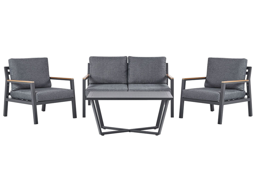 Delia Garden Lounge Set with Table 4 Seater Metal Grey