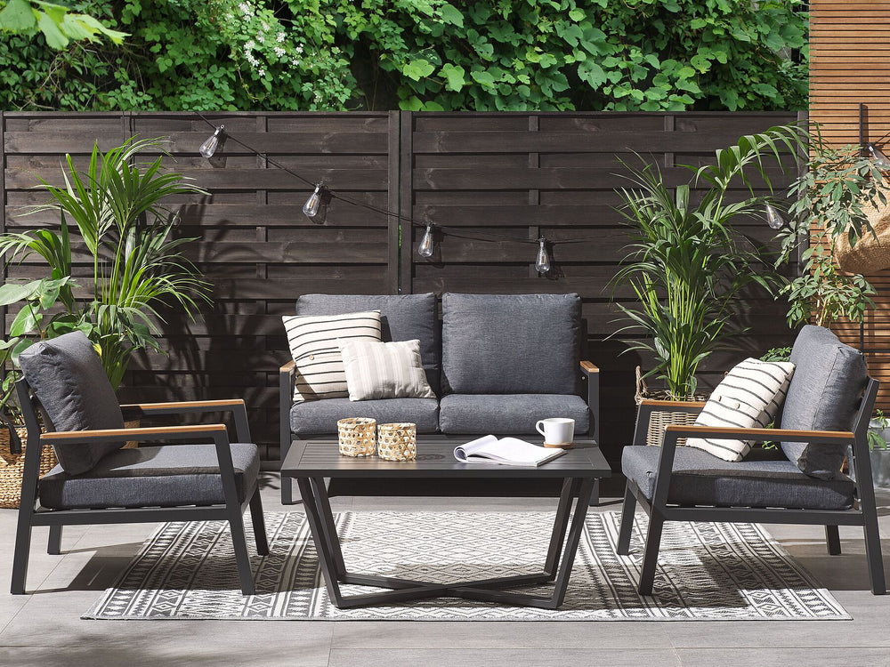 Delia Garden Lounge Set with Table 4 Seater Metal Grey