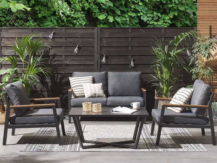 Delia Garden Lounge Set with Table 4 Seater Metal Grey
