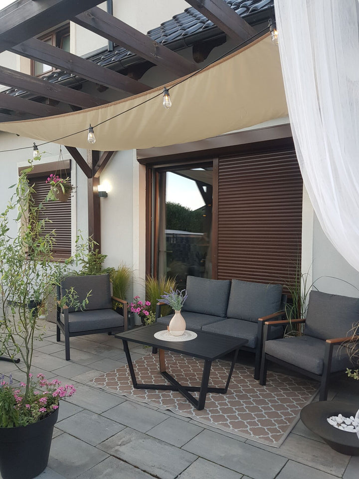 Delia Garden Lounge Set with Table 4 Seater Metal Grey