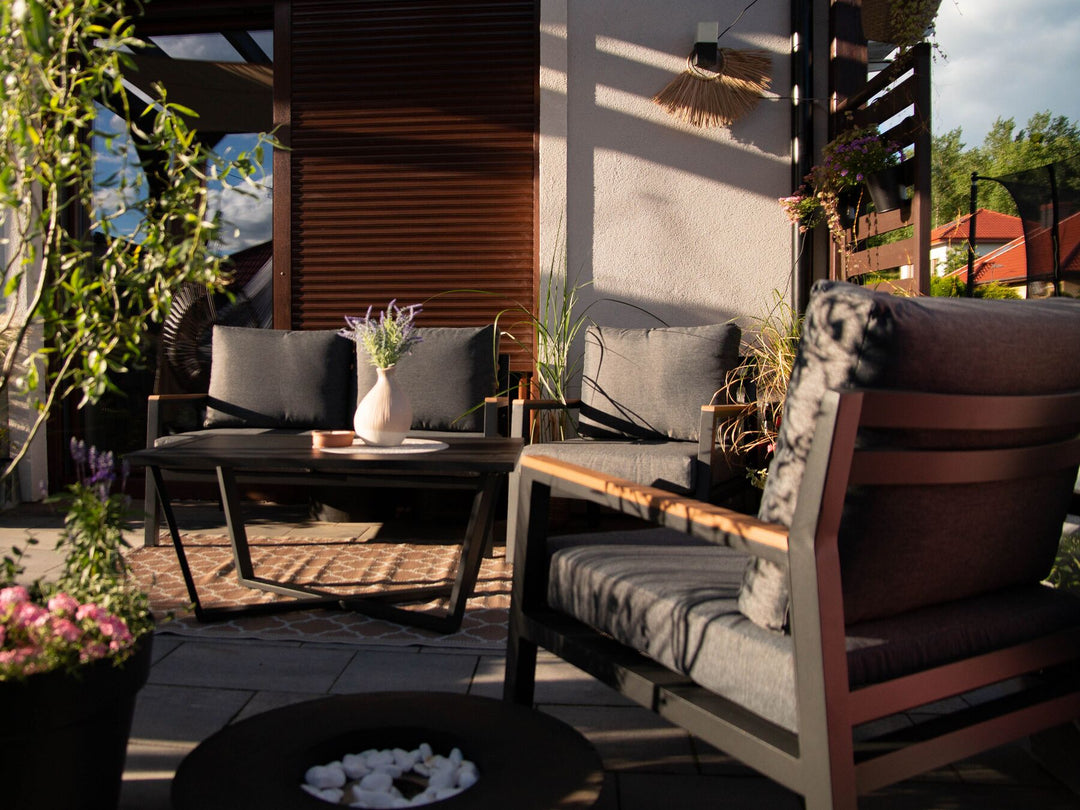 Delia Garden Lounge Set with Table 4 Seater Metal Grey