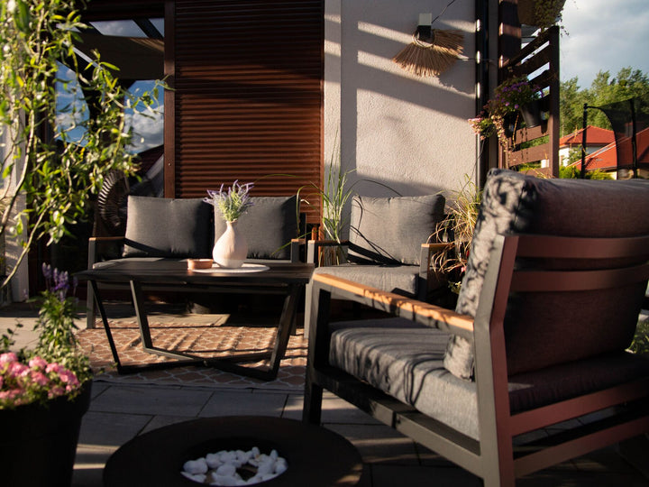 Delia Garden Lounge Set with Table 4 Seater Metal Grey