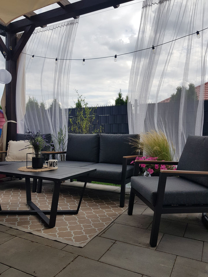 Delia Garden Lounge Set with Table 4 Seater Metal Grey