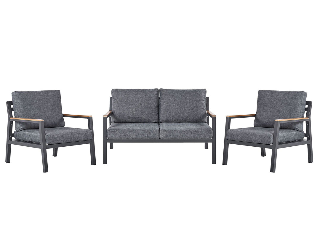 Delia Garden Lounge Set with Table 4 Seater Metal Grey