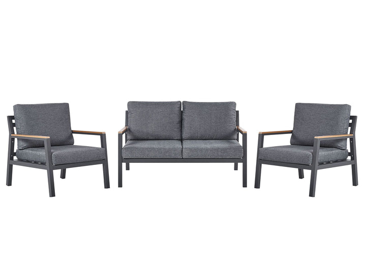 Delia Garden Lounge Set with Table 4 Seater Metal Grey
