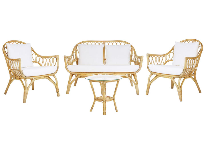 Sibari Garden Lounge Set with Table 4 Seater Rattan Natural