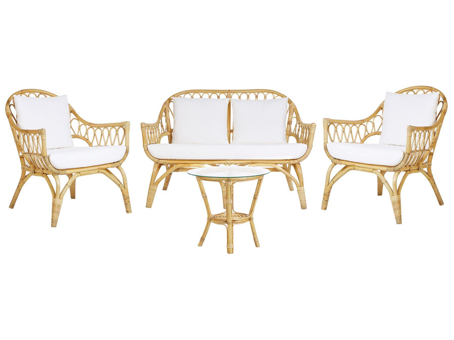 Sibari Garden Lounge Set with Table 4 Seater Rattan Natural