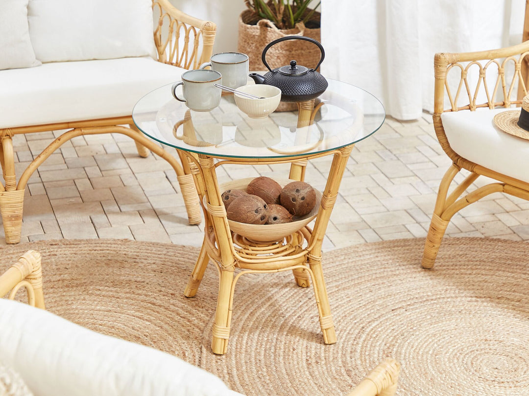 Sibari Garden Lounge Set with Table 4 Seater Rattan Natural