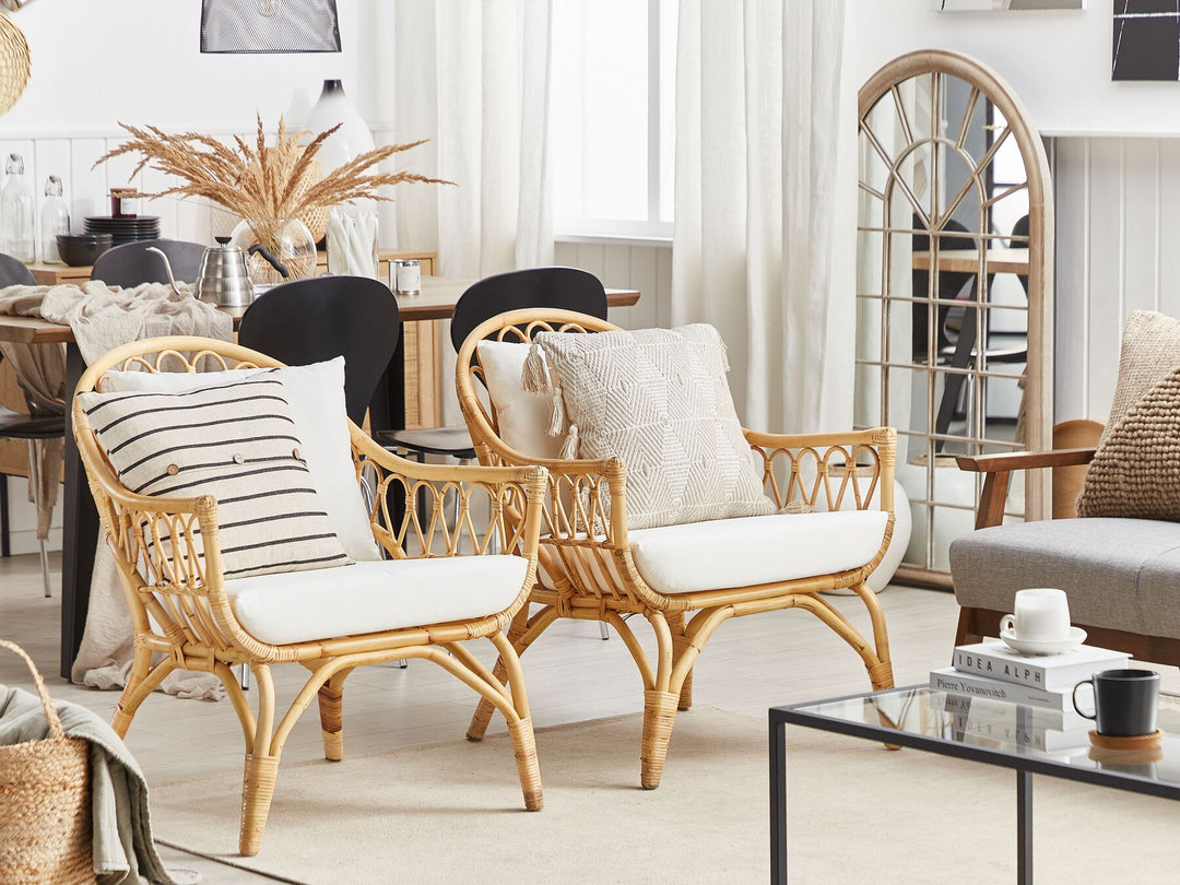 Sibari Garden Lounge Set with Table 4 Seater Rattan Natural