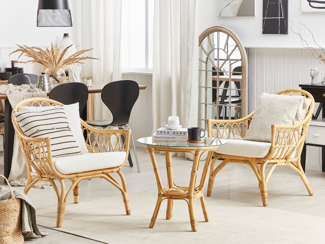 Sibari Garden Lounge Set with Table 4 Seater Rattan Natural
