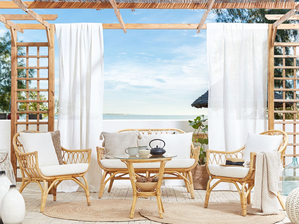 Sibari Garden Lounge Set with Table 4 Seater Rattan Natural