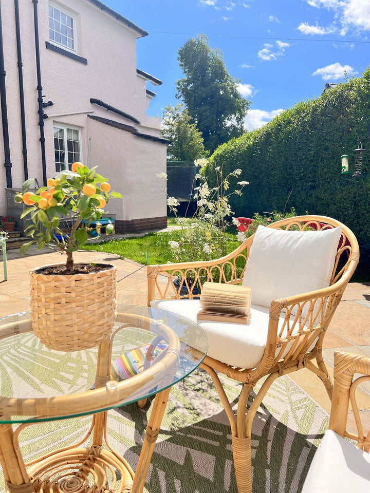 Sibari Garden Lounge Set with Table 4 Seater Rattan Natural