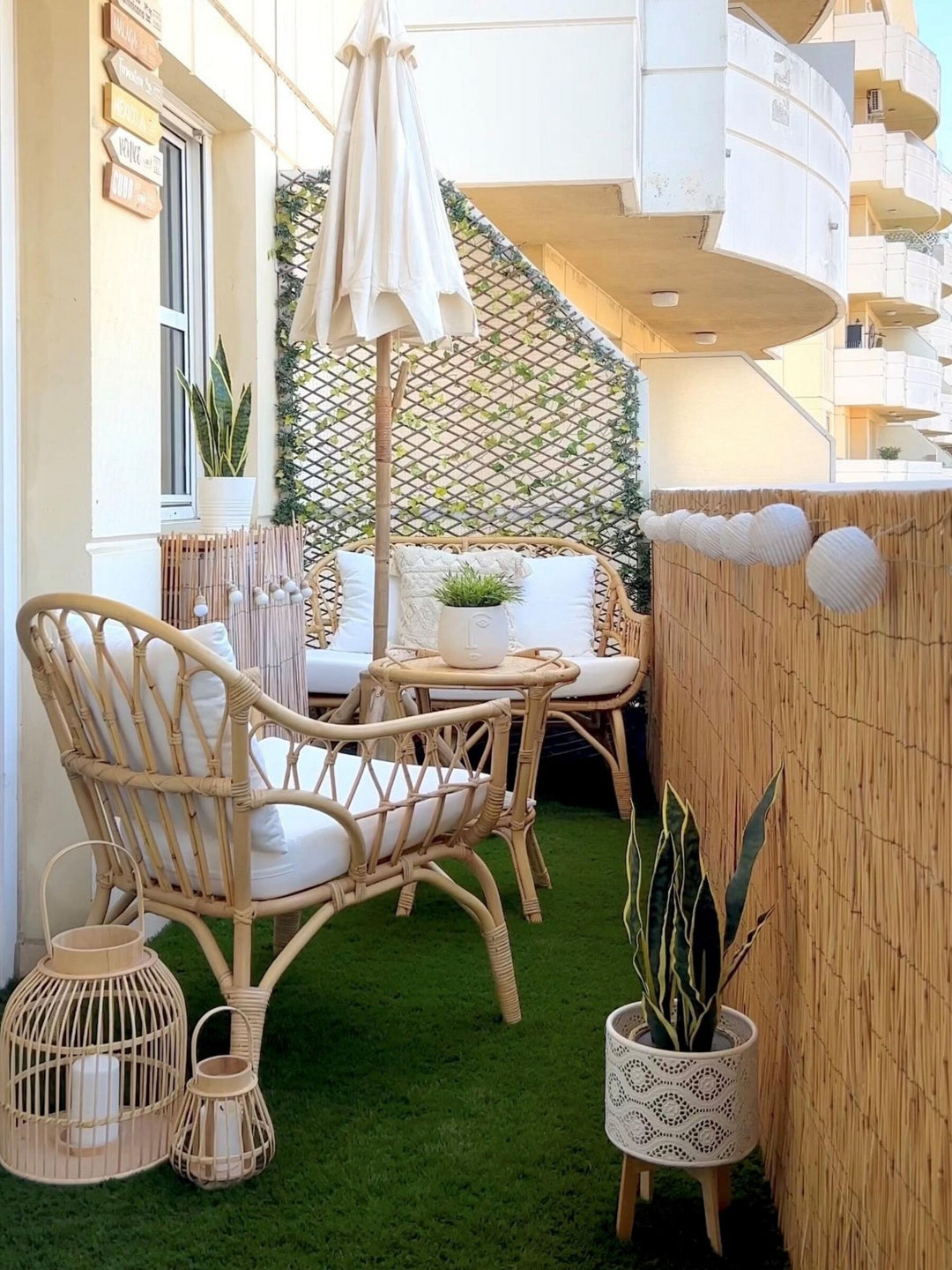 Sibari Garden Lounge Set with Table 4 Seater Rattan Natural