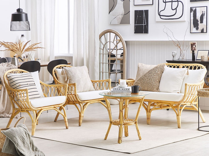 Sibari Garden Lounge Set with Table 4 Seater Rattan Natural