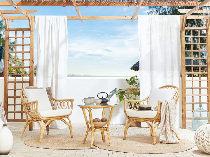 Sibari Garden Lounge Set with Table 4 Seater Rattan Natural