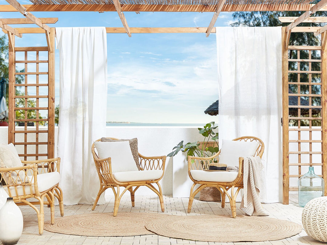 Sibari Garden Lounge Set with Table 4 Seater Rattan Natural
