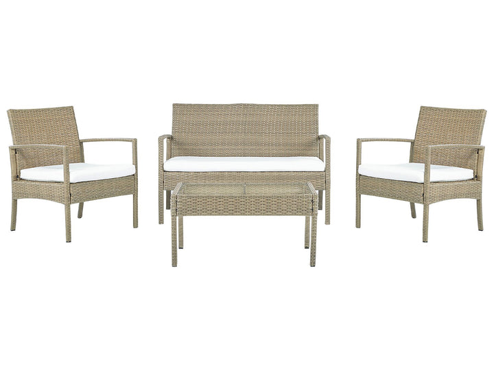 Marsala Pe Garden Lounge Set with Table 4 Seater Rattan Light Brown