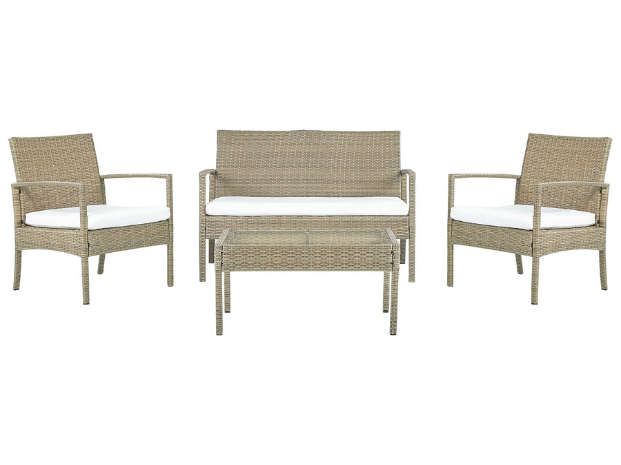 Marsala Pe Garden Lounge Set with Table 4 Seater Rattan Light Brown