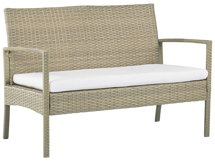 Marsala Pe Garden Lounge Set with Table 4 Seater Rattan Light Brown