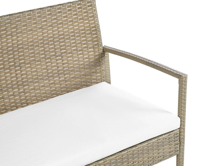 Marsala Pe Garden Lounge Set with Table 4 Seater Rattan Light Brown