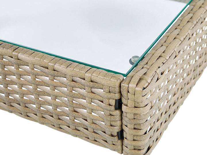 Marsala Pe Garden Lounge Set with Table 4 Seater Rattan Light Brown
