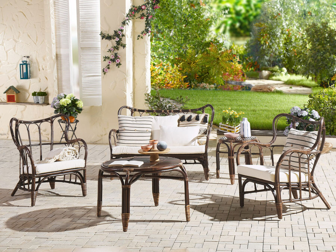 Brindisi Garden Lounge Set with Table 4 Seater Rattan Dark Brown