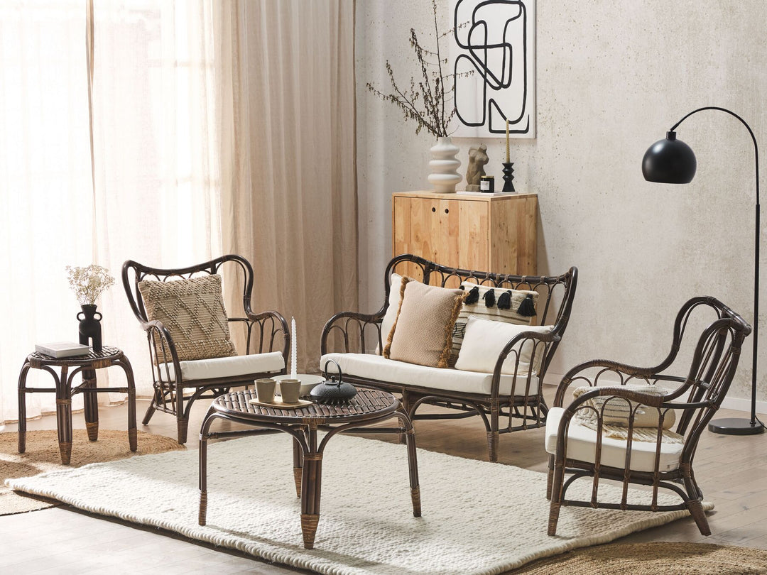 Brindisi Garden Lounge Set with Table 4 Seater Rattan Dark Brown