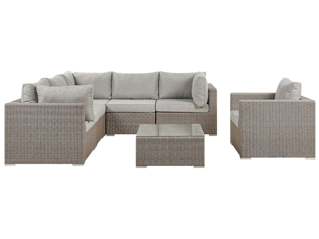 Contare Garden Lounge Set with Table 6 Seater Right Hand PE Rattan Taupe