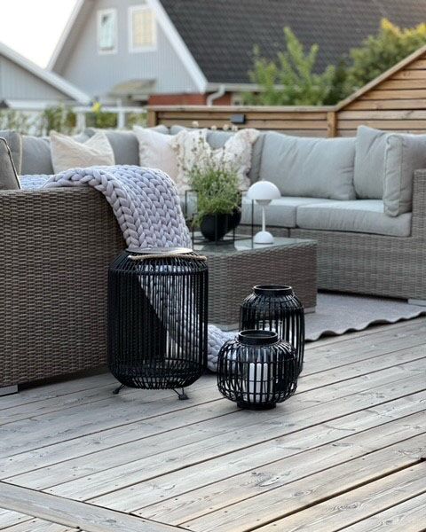 Contare Garden Lounge Set with Table 6 Seater Right Hand PE Rattan Taupe