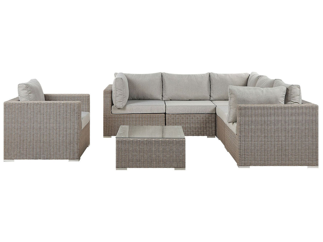 Contare Garden Lounge Set with Table 6 Seater Right Hand PE Rattan Taupe