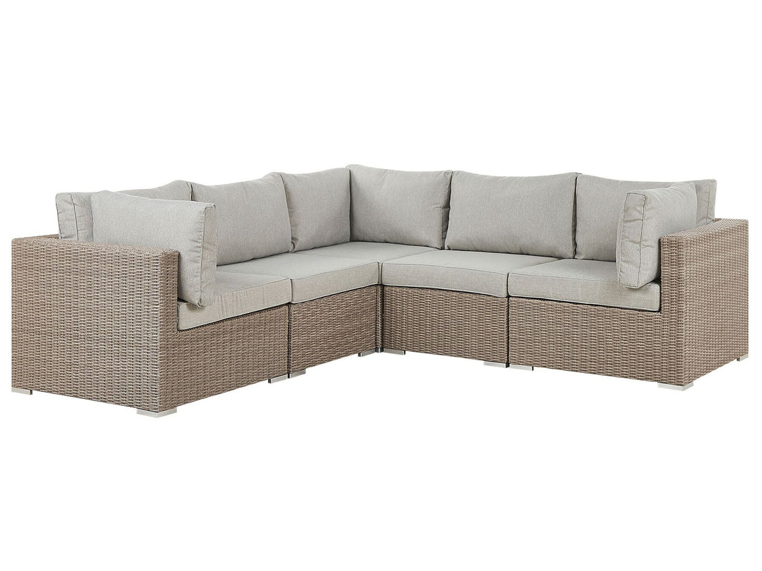 Contare Garden Lounge Set with Table 6 Seater Right Hand PE Rattan Taupe