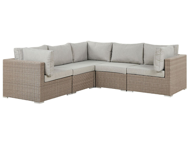Contare Garden Lounge Set with Table 6 Seater Right Hand PE Rattan Taupe