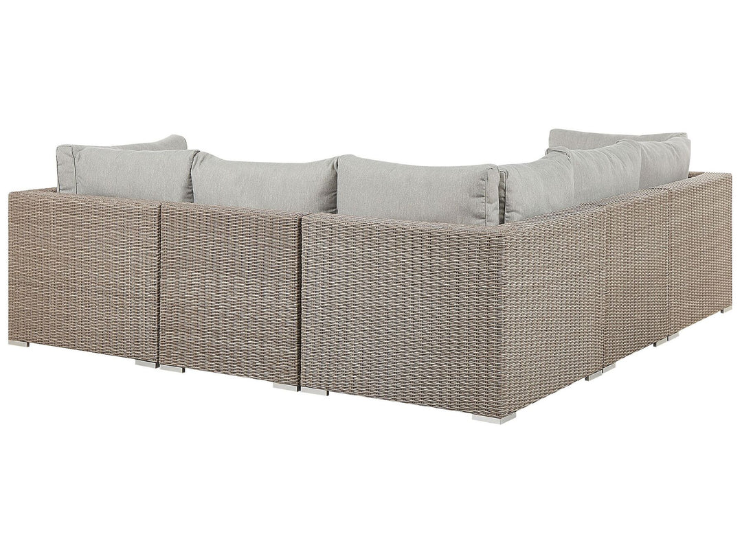Contare Garden Lounge Set with Table 6 Seater Right Hand PE Rattan Taupe
